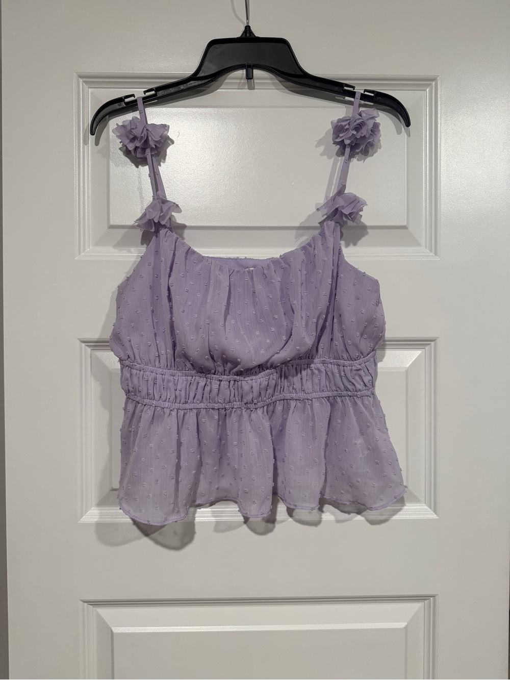 Lush Lavender Ruffled Spaghetti Strap Tank Top Size Large